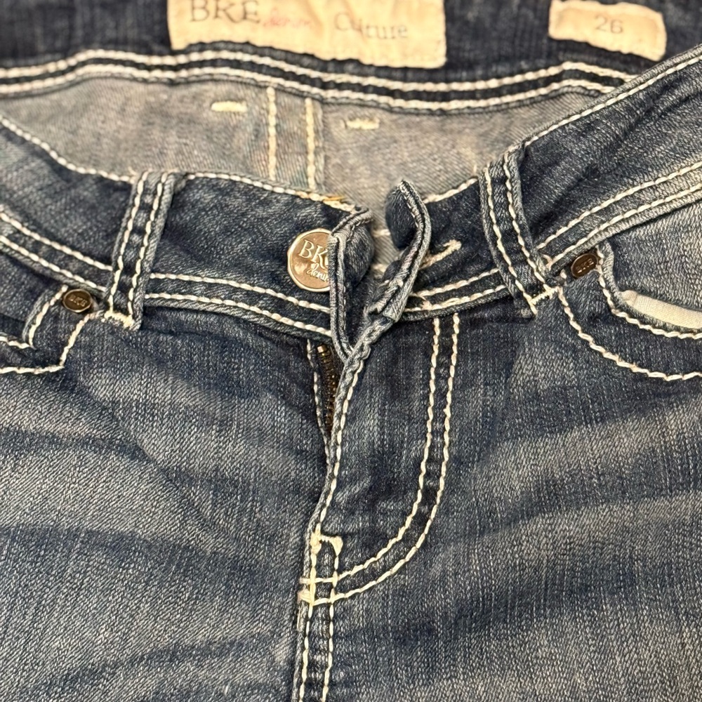 Buckle BKE Blue Capris with Distressed Look